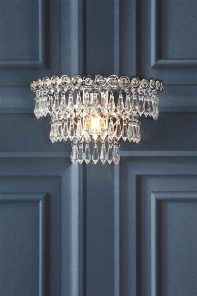 (image for) Laura Ashley Enid Wall Light Faceted Glass and Polished Nickel
